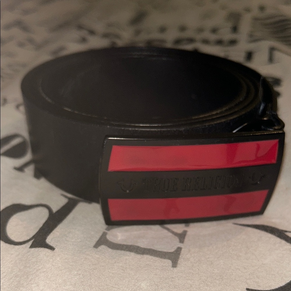Black Belt with Red Accents True Religion
